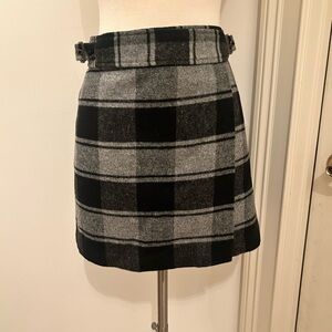 Lands' End Canvas Black and Gray Plaid Wrap Mini Skirt